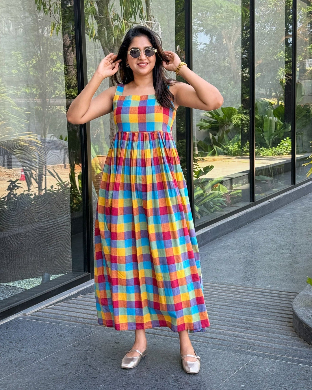 madras maxi dress Blue Madras KikiSol Tube Dress