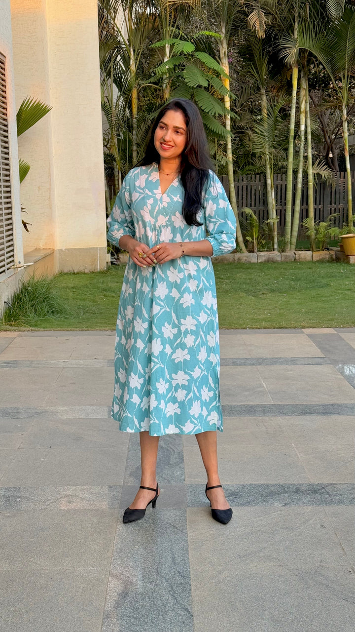 Floral cotton Fit and Flare dress