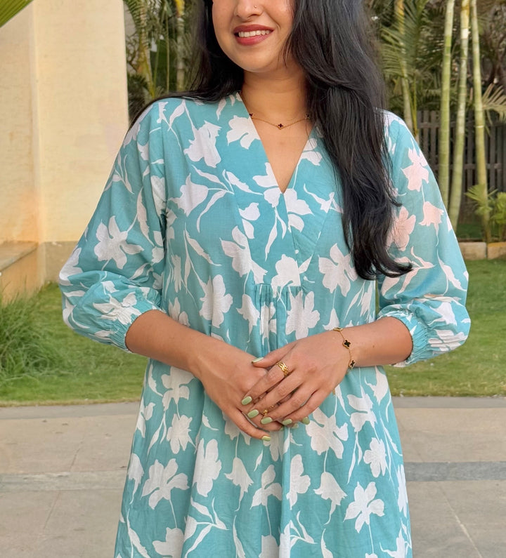 Floral cotton Fit and Flare dress