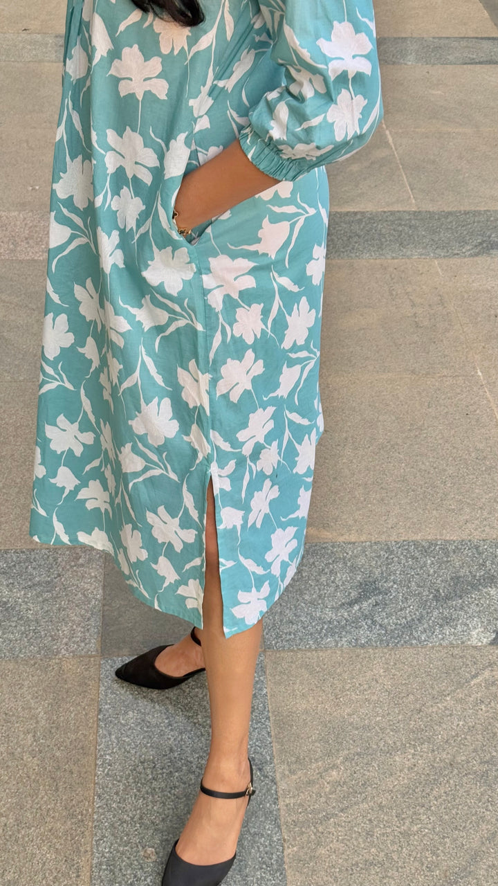 Floral cotton Fit and Flare dress
