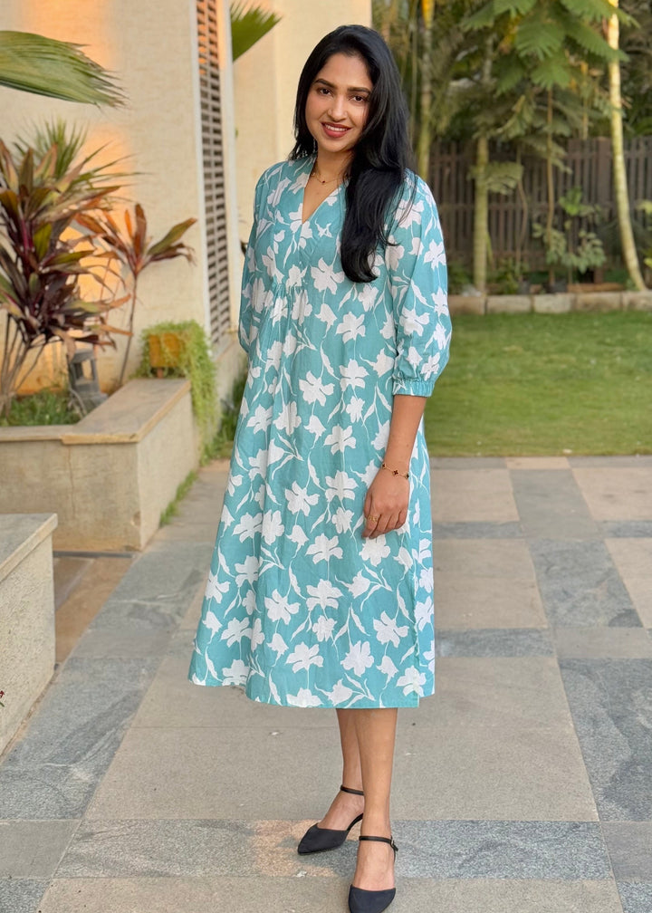 Floral cotton Fit and Flare dress