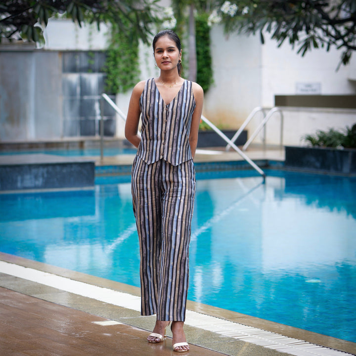 StripeSavvy vest set- grey