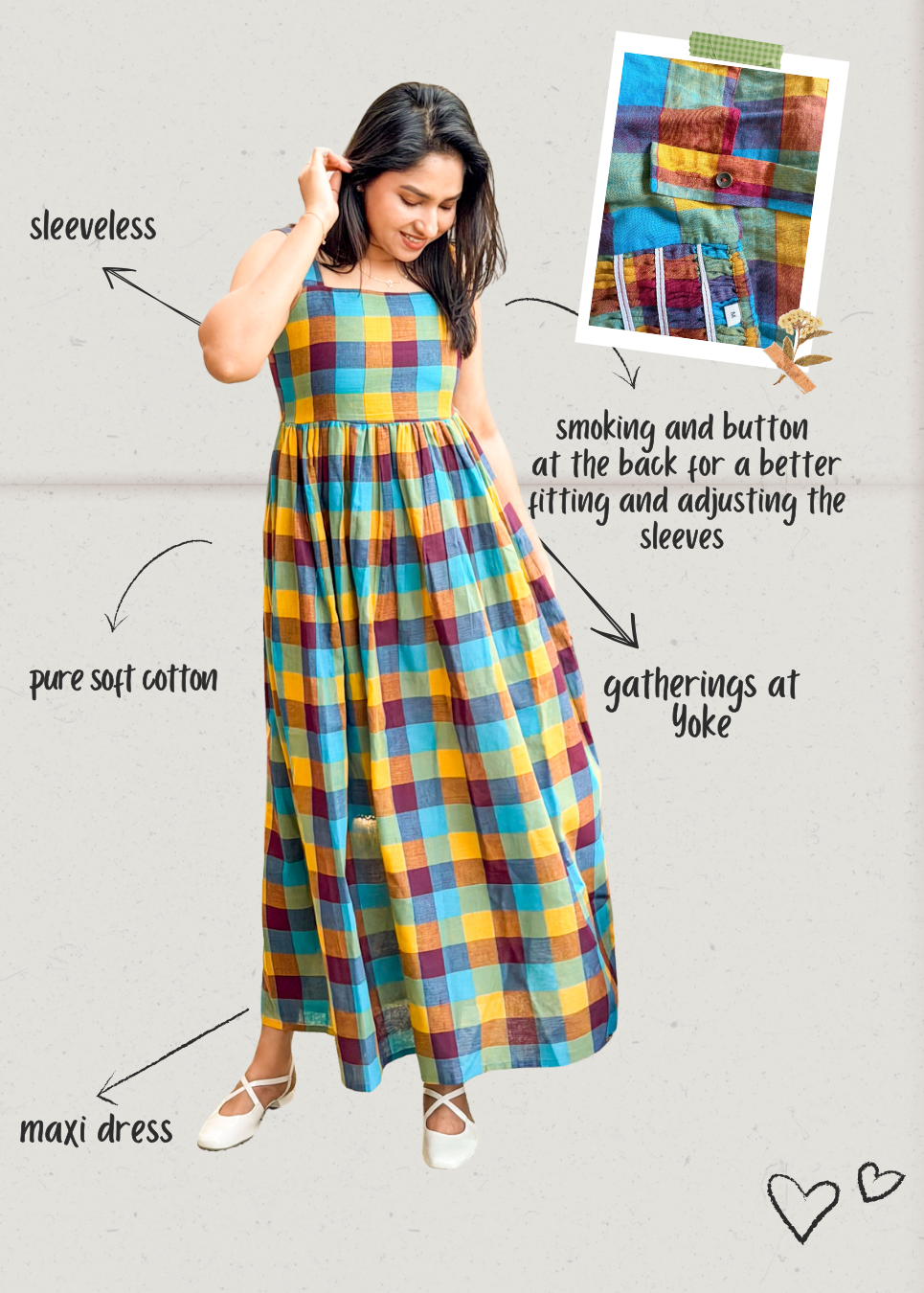 Madras Charm Dress- Blue